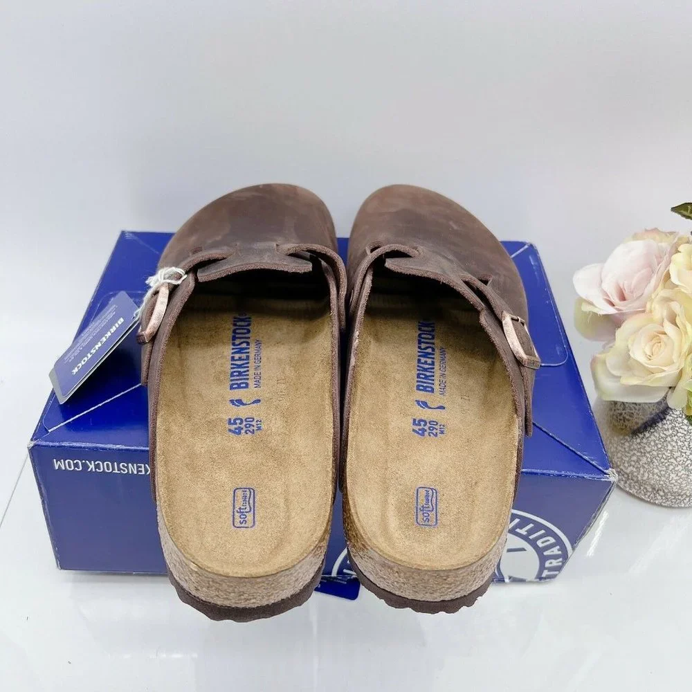 Birkenstock Soft Footbed Boston Clog Oiled Leather Habana EU 45 Mens US 12- 12.5 - Picture 9 of 12